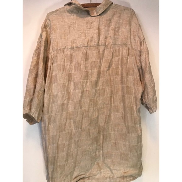 Clean Joseph & Feiss 100% Linen Button Down Mixed Pattern Short Sleeve Shirt XL - Picture 10 of 11